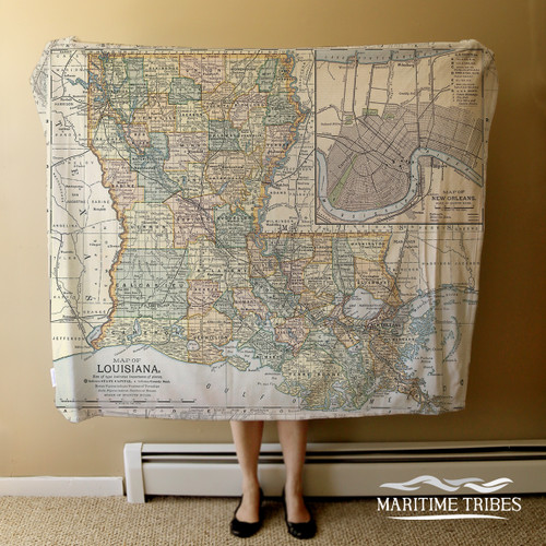 Nautical Chart Blanket – Louisiana State