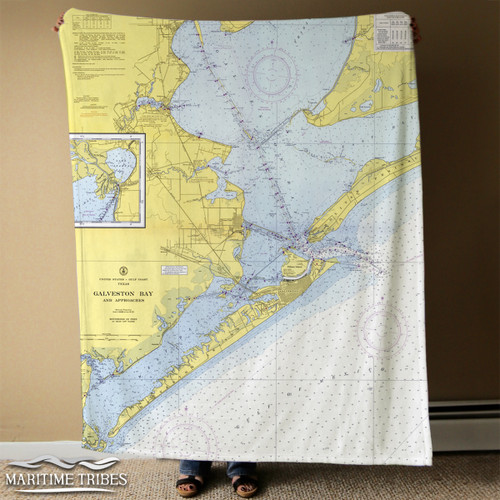 Nautical Chart Blanket – Galveston Bay, TX