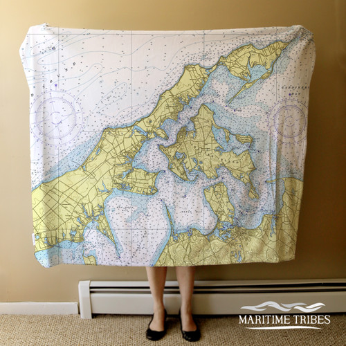 Nautical Chart Blanket – North Fork of Long Island, NY