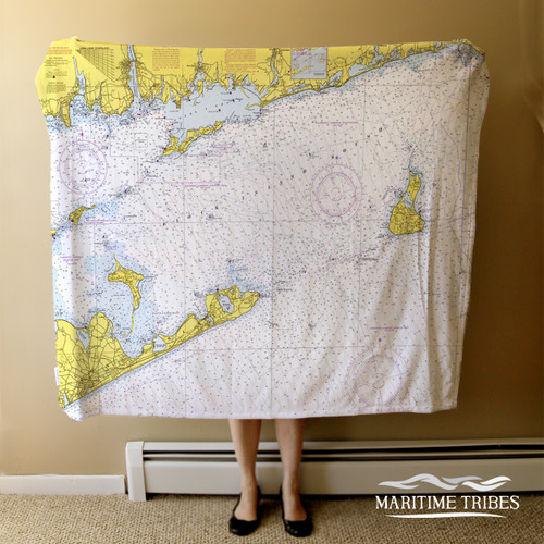 Nautical Chart Blanket –  Block Island Sound, CT