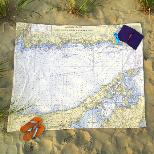 Nautical Chart Blanket – Eastern Long Island Sound, CT