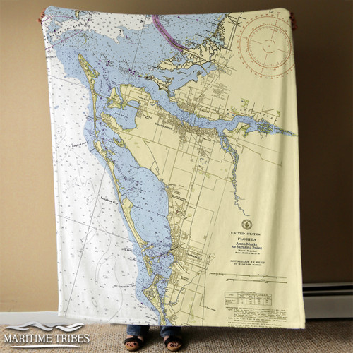 Nautical Chart Blanket –  Sarasota to Anna Maria Island, FL