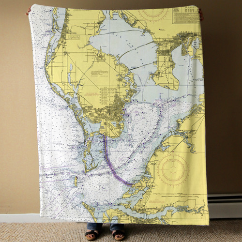 Nautical Chart Blanket – St. Petersburg & Tampa, FL