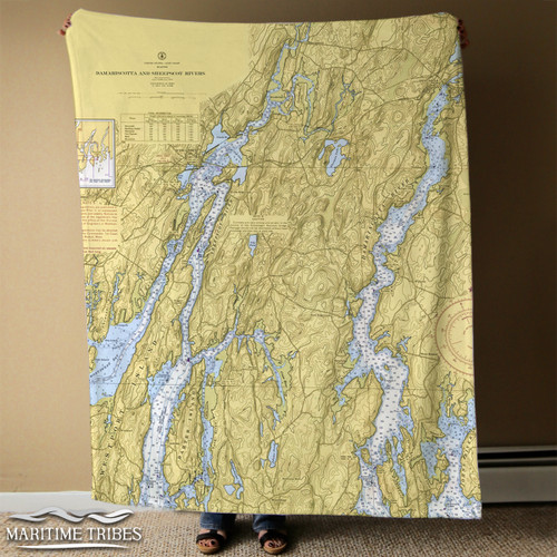 Nautical Chart Blanket – Wiscasset, ME