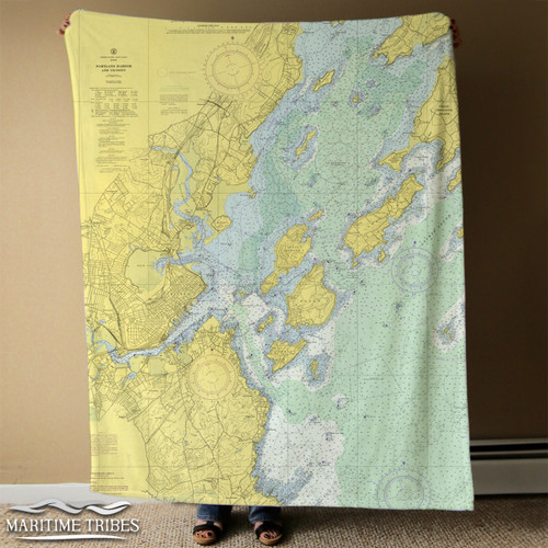Nautical Chart Blanket – Portland, ME
