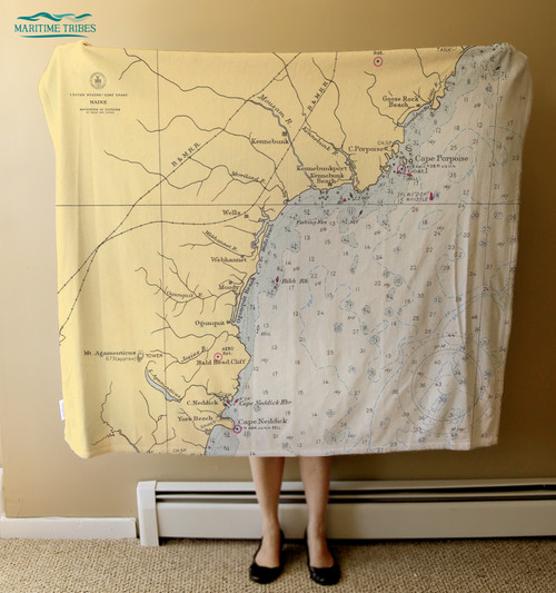 Nautical Chart Blanket – Kennebunkport, ME