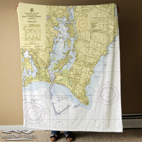 Nautical Chart Blanket - Point Judith, Narragansett, RI