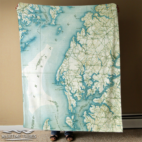 Nautical Chart Blanket - Rock Hall, Chesapeake Bay, MD