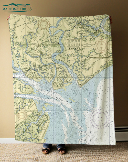 Nautical Chart Blanket - Edisto, SC