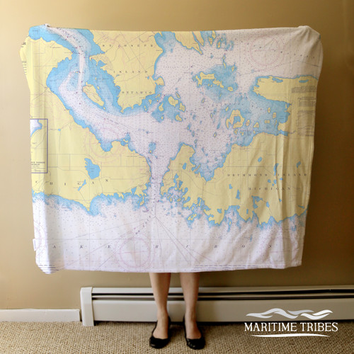 Nautical Chart Blanket - Drummond Island, MI