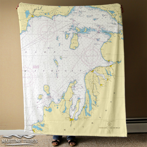 Nautical Chart Blanket - North End of Lake Michigan Nautical Chart Blanket - North End of Lake Michigan