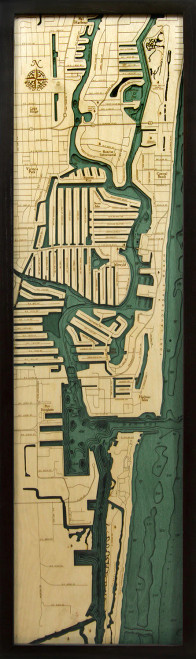 Ft. Lauderdale, FL - 3D Nautical Wood Chart