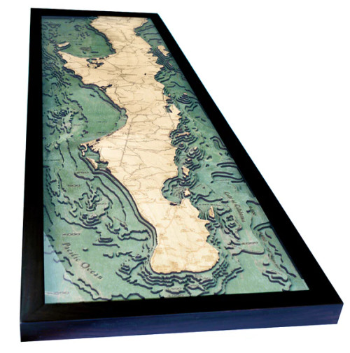 Baja Peninsula / Gulf of California - 3D Nautical Wood Chart