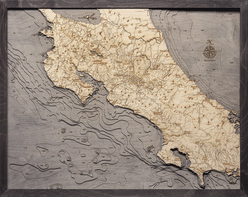 Costa Rica - 3D Nautical Wood Chart