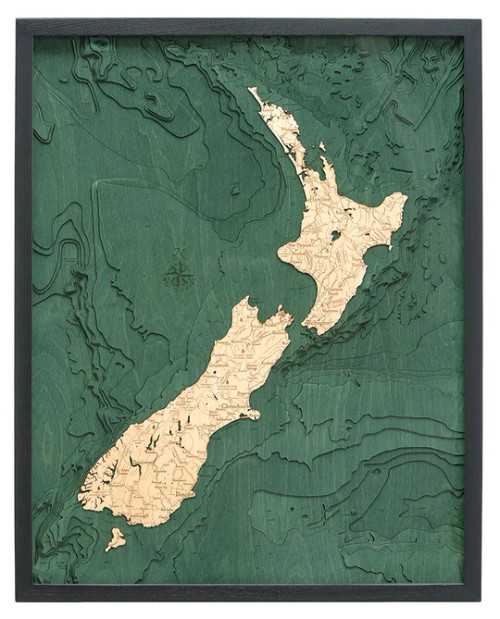 New Zealand - 3D Nautical Wood Chart