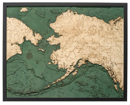 Alaska - 3D Nautical Wood Chart