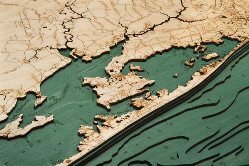 Virginia Beach to Kitty Hawk - 3D Nautical Wood Chart