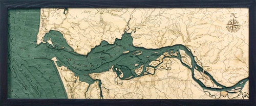 Columbia River Mouth, Oregon - 3D Nautical Wood Chart