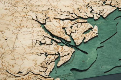 South Carolina Coast - 3D Nautical Wood Chart