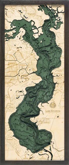Lake Houston, Texas - 3D Nautical Wood Chart