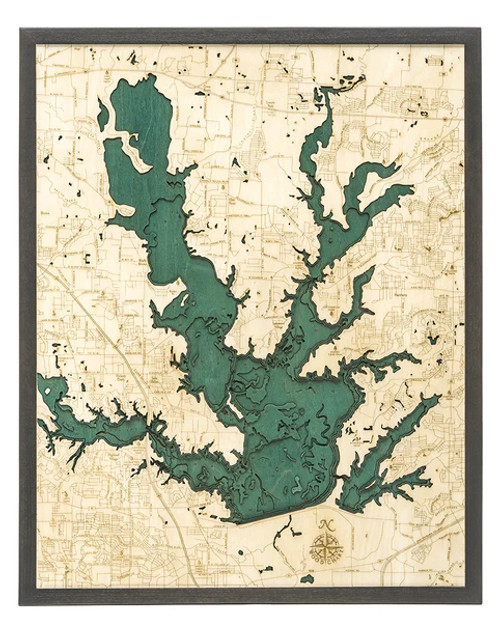 Lewisville Lake, Texas - 3D Nautical Wood Chart