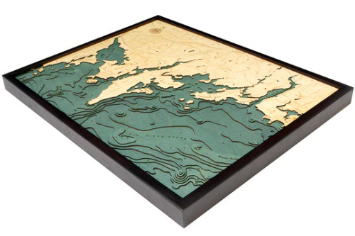 Darien, Connecticut - 3D Nautical Wood Chart