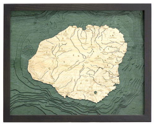 Kauai, Hawaii - 3D Nautical Wood Chart