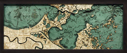 New Orleans, Louisiana - 3D Nautical Wood Chart