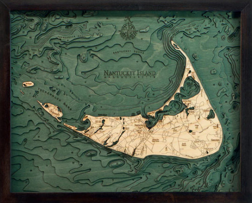 Nantucket, Massachusetts  - 3D Nautical Wood Chart