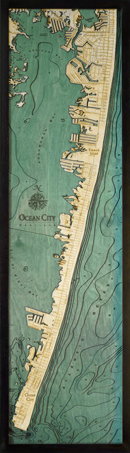 Ocean City, Maryland  - 3D Nautical Wood Chart