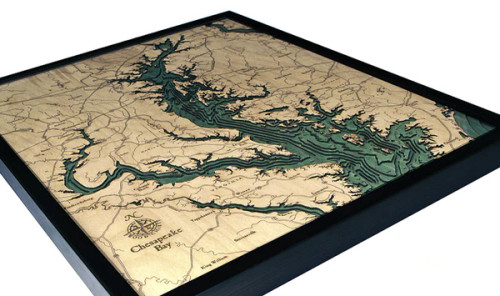 Chesapeake Bay  - 3D Nautical Wood Chart