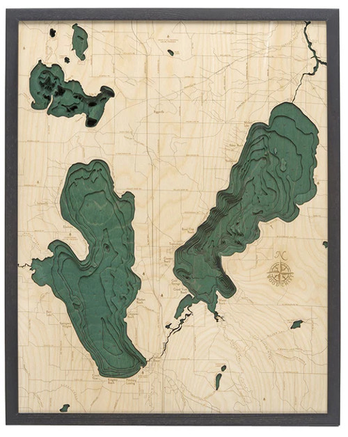 Burt & Mullet, Michigan - 3D Nautical Wood Chart