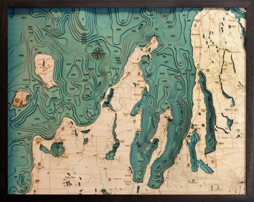 Grand Traverse Bay, Michigan - 3D Nautical Wood Chart