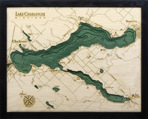 Lake Charlevoix, Michigan - 3D Nautical Wood Chart