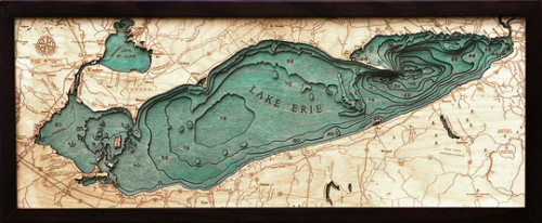 Lake Erie - 3D Nautical Wood Chart