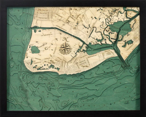 New Jersey Cape May - 3D Nautical Wood Chart