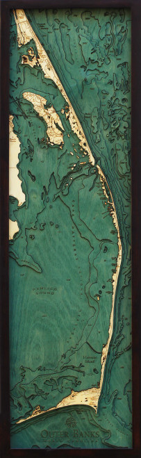 Outer Banks, North Carolina - 3D Nautical Wood Chart