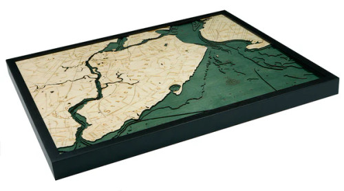 Staten Island, New York - 3D Nautical Wood Chart