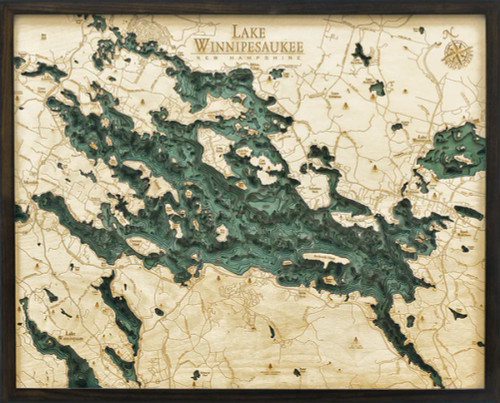 Lake Winnipesaukee, New Hampshire - 3D Nautical Wood Chart