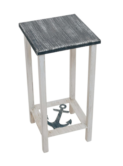 Navy Square Iron Drink Table with Anchor Accent 