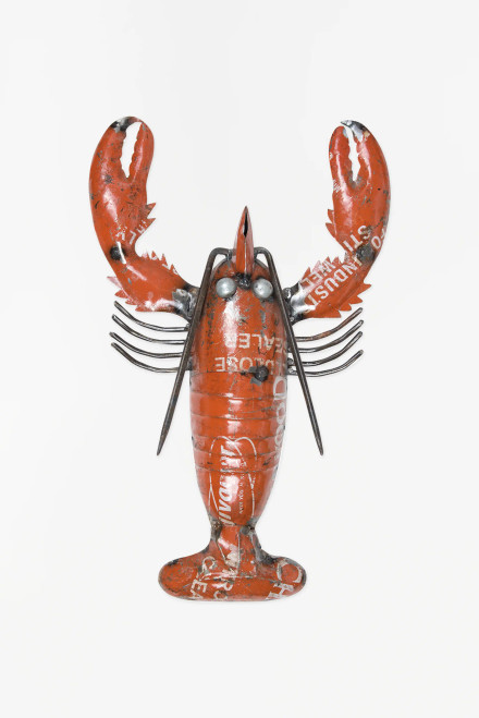 Recycled Metal Lobster Figure - Lg - Red - 17.3"