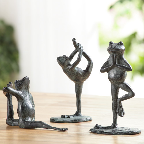 Standing, Flexible, and Stretching Yoga Frog Shelf Decor - 7" - Set of 3