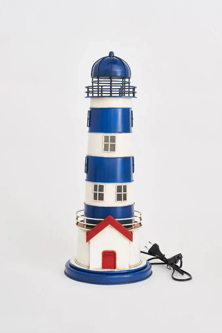 Lighthouse - Red - White - Blue - Plug-In- Metal 23.5"