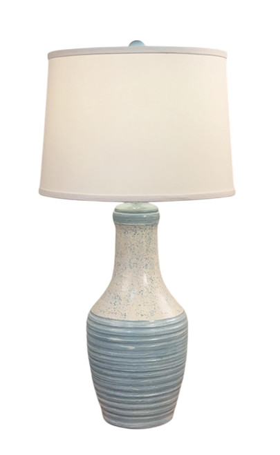 Seaside Villa / Spindrift Ribbed Faux Ceramic Vase Table Lamp - 30"