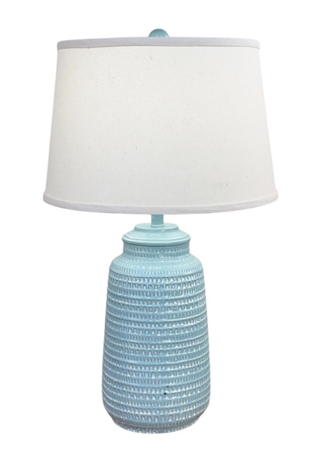 Atlantic Grey / Ivory Glaze Pattern Vase Table Lamp - 27"