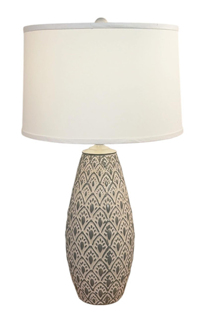 Cottage / Moonlight Beach Large Fleur De Lis Vase Table Lamp - 33"