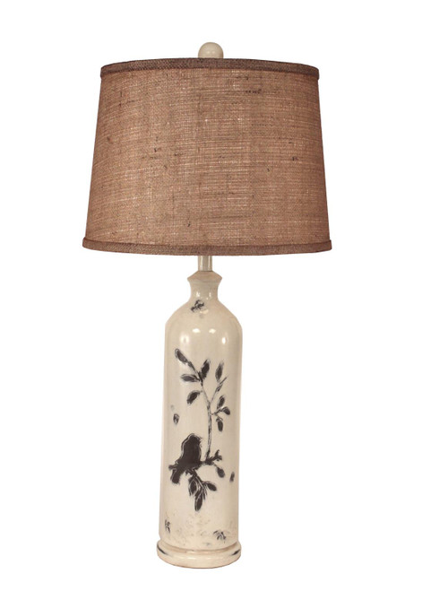 Distressed Nude Tall Birds on a Branch Table Lamp - 28.5"