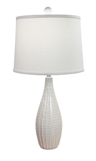 High Gloss Ivory Beaded Vase Table Lamp - 27.5"