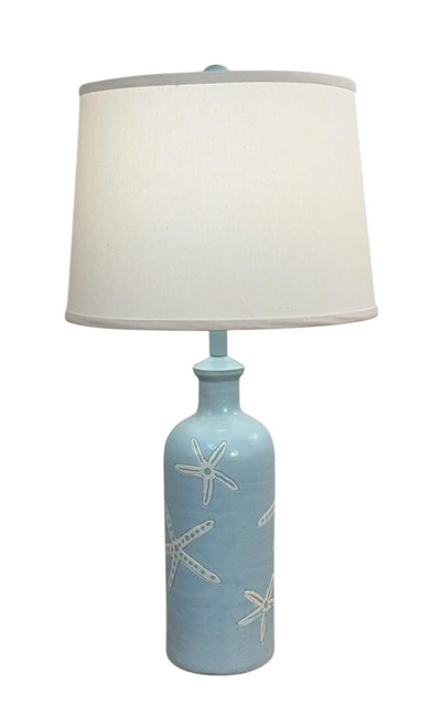 Solid Atlantic Grey / Ivory Etched Starfish Table Lamp - 27.5"