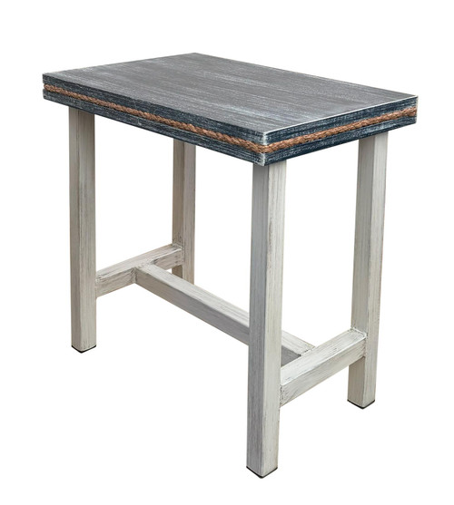 Iron Rectangle End Table W / Rope Inlay - 24"